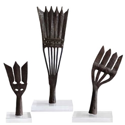 French Iron Eel Fork on stand