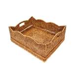 Rattan Scalloped Tray; Sm.