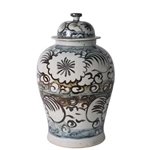 Pair Sea Flower Temple Jars