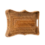 Natural Rattan Scalloped Tray; Lg.