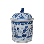 Chinese Lotus Covered Jar