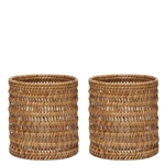 Pair Open Weave Rattan Hurricanes