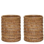 Pair Open Weave Rattan Hurricanes