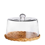Wicker Tray and Glass Dome