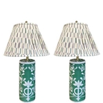 Pair Green Vine Lamps