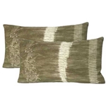 Pair Japanese Shibori Olive Pillows