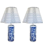 Pair Blue Vine Lamps