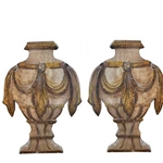 Pair Italian trompe l'oeil Urns