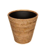 Honey Rattan Tapered Wastebasket