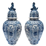 Pair Delft Baluster Jars