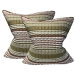 Pair Brown Striped Pillows