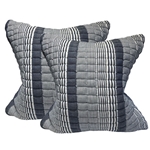 Pair Blue Striped Pillows