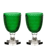 Pair Green Fluted Hurricanes