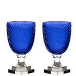 Pair Cobalt Fluted Hurricanes