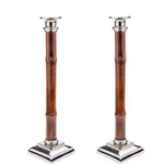 Pair Tall Bamboo Candlesticks