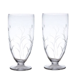 Pair Etched Floral Hurricanes