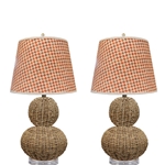Pair of Seagrass Gourd Lamps