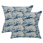Pair Indigo Cabbage Rose Pillows
