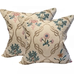 Pair Vintage Embroidered Pillows