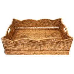 Rattan Scalloped Tray