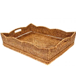 Rattan Scalloped Butler Tray