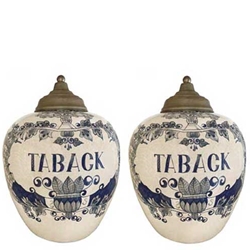 Pair Delft Tobacco Jars