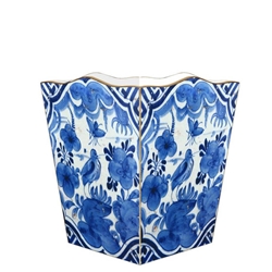 Delft Blue Bird Wastebasket