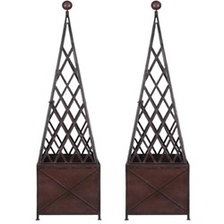 Pair Iron Pyramid Planters