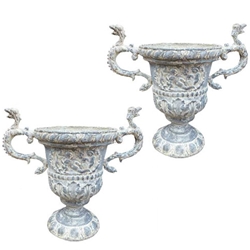 Pair English Lead Urns