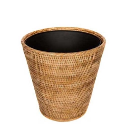 Honey Rattan Tapered Wastebasket