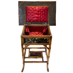 Chinoiserie Bamboo and Lacquer Table