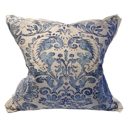 Pair Fortuny Style Blue Pillows