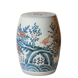 Pair Blue and Red Garden Seats