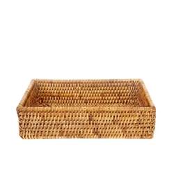 Honey Rattan Guest Towel Tray