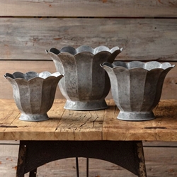 Scallop Galvanized Tole Planters
