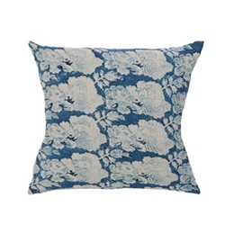 Pair Indigo Cabbage Rose Pillows