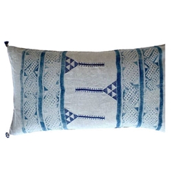 Pair Ethnic Indigo Lumbar Pillows