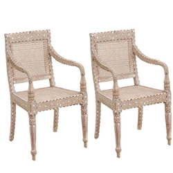 Raj Colonial Inlay Armchairs