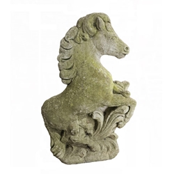 Pair English Stone Horse Sentries