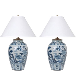 Chinese Blue and White Table Lamp