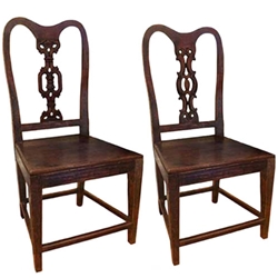 Pair Colonial Teak Chairs